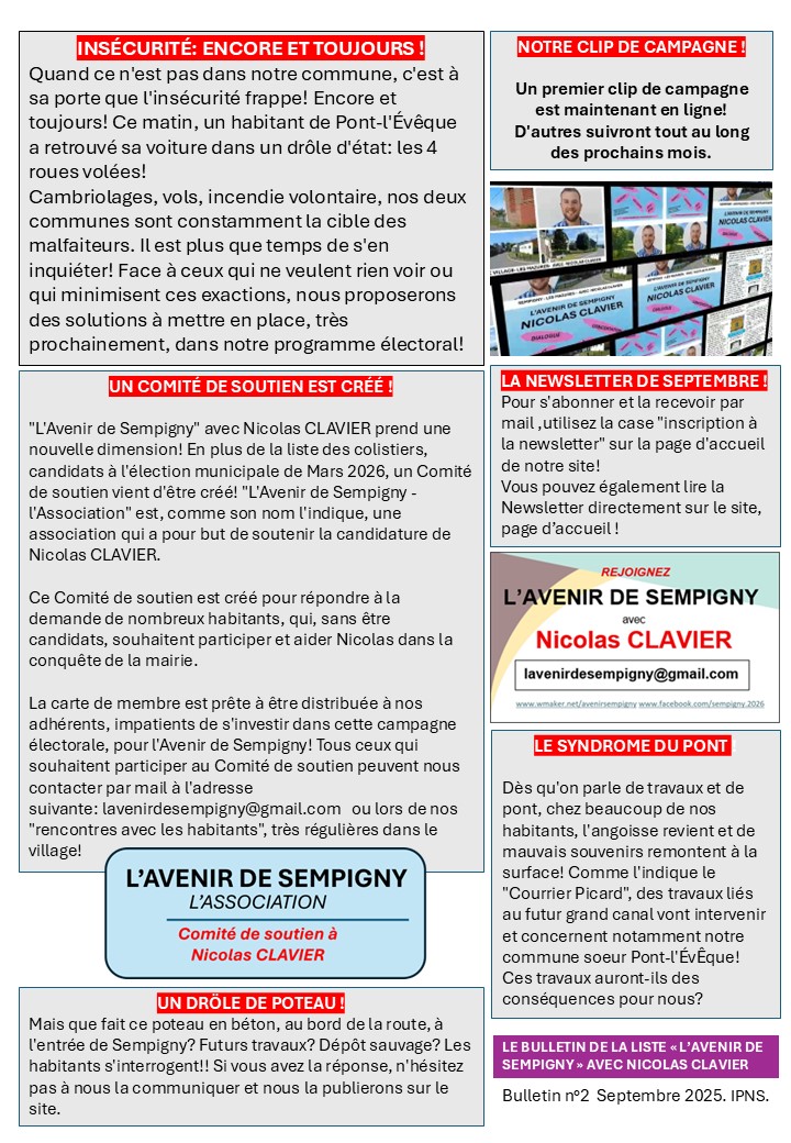 LE BULLETIN DE SEPTEMBRE EN LIGNE !