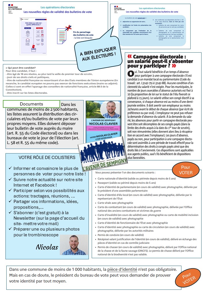  DOSSIER POUR NOS COLISTIERS !