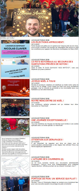 LA NEWSLETTER DU 29 DÉCEMBRE