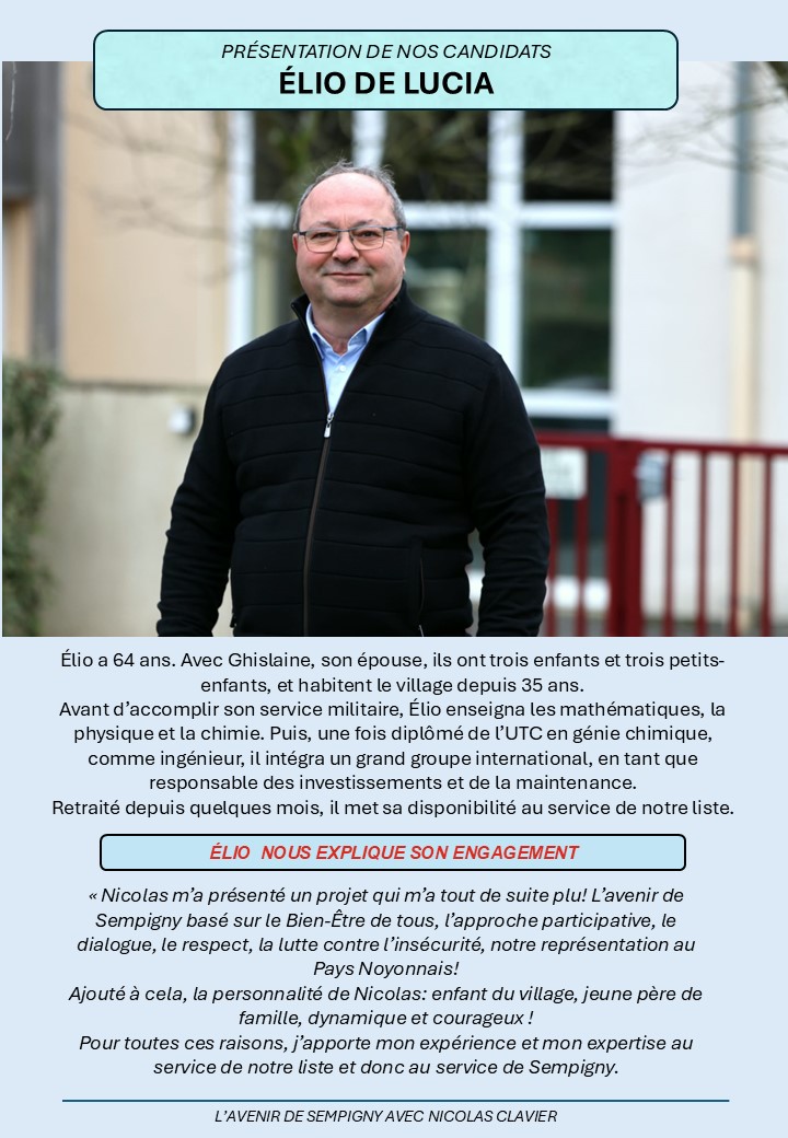  PRÉSENTATION D'ÉLIO, NOTRE COLISTIER