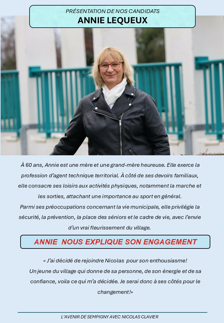 PRÉSENTATION D'ANNIE, NOTRE COLISTIÈRE !