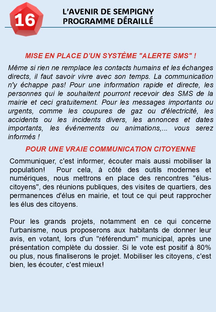 NOTRE PROGRAMME DÉTAILLÉ EN FICHES: LA COMMUNICATION