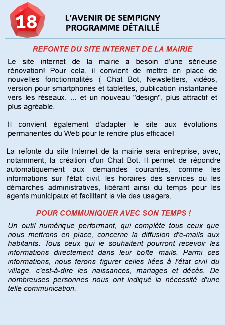 NOTRE PROGRAMME DÉTAILLÉ EN FICHES: LA COMMUNICATION