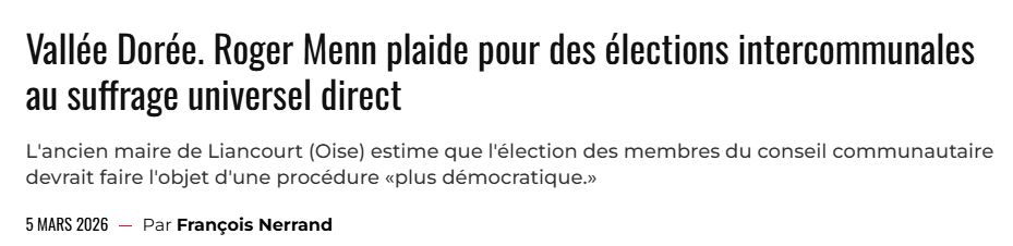 DE NOMBREUX ÉLUS VEULENT UN VOTE DIRECT ! (Article Oise-Hebdo).