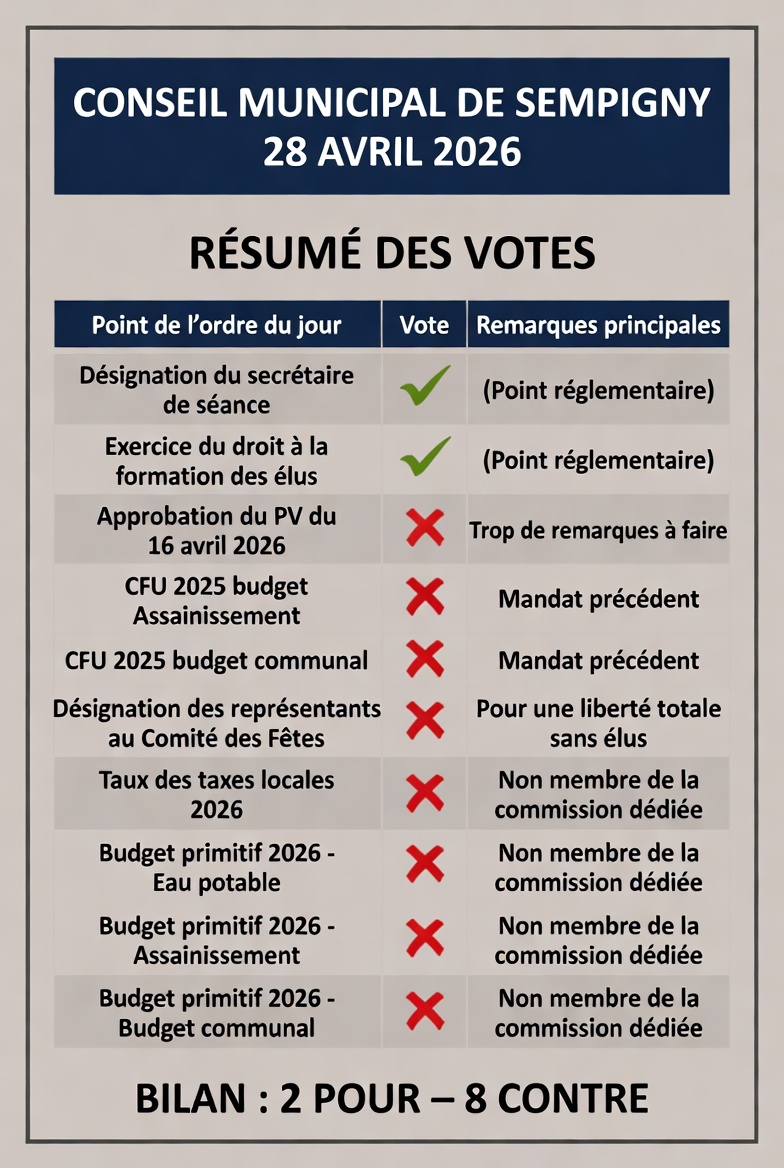 CONSEIL MUNICIPAL: VOICI NOS VOTES !