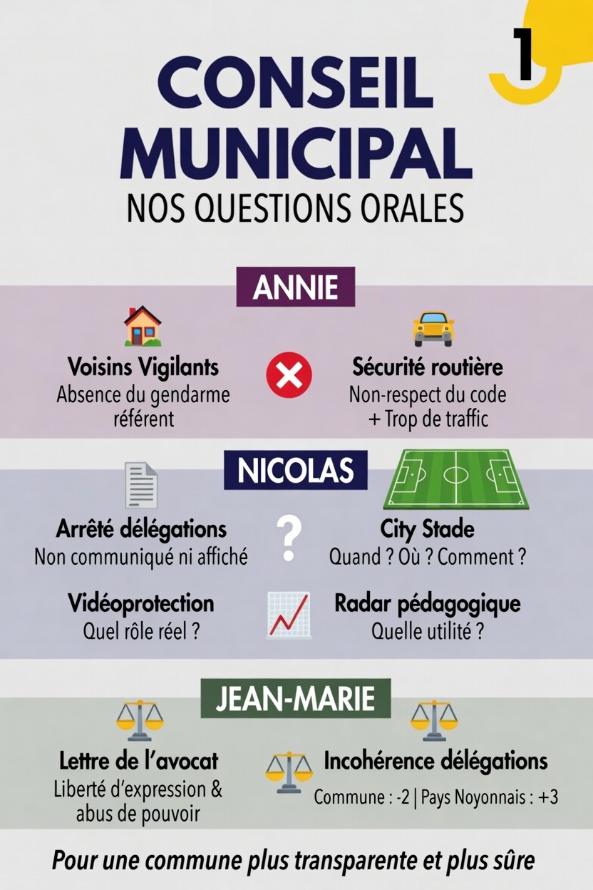 AU CONSEIL: NOS QUESTIONS ORALES !