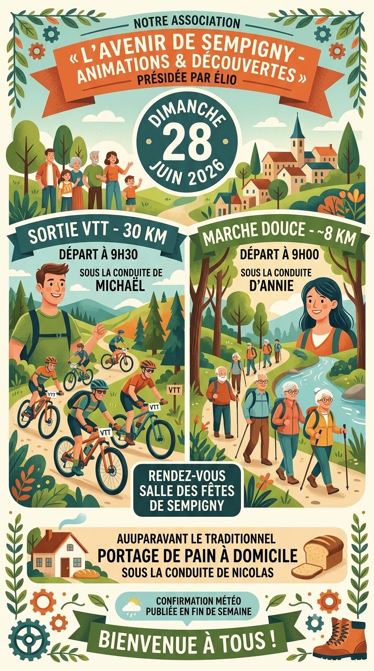 VTT ET MARCHE DOUCE DIMANCHE PROCHAIN !