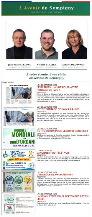 LA NEWSLETTER DU 6 OCTOBRE 2026 EST EN LIGNE !
