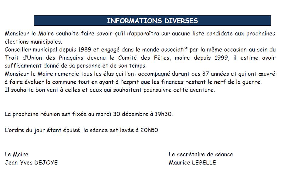 Conseil Municipal. Octobre 2025.