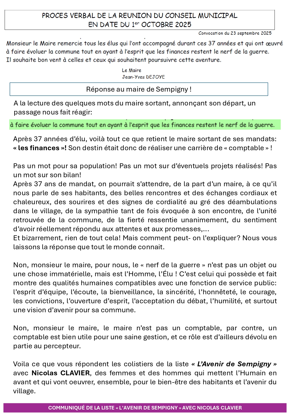 NON, MONSIEUR LE MAIRE !