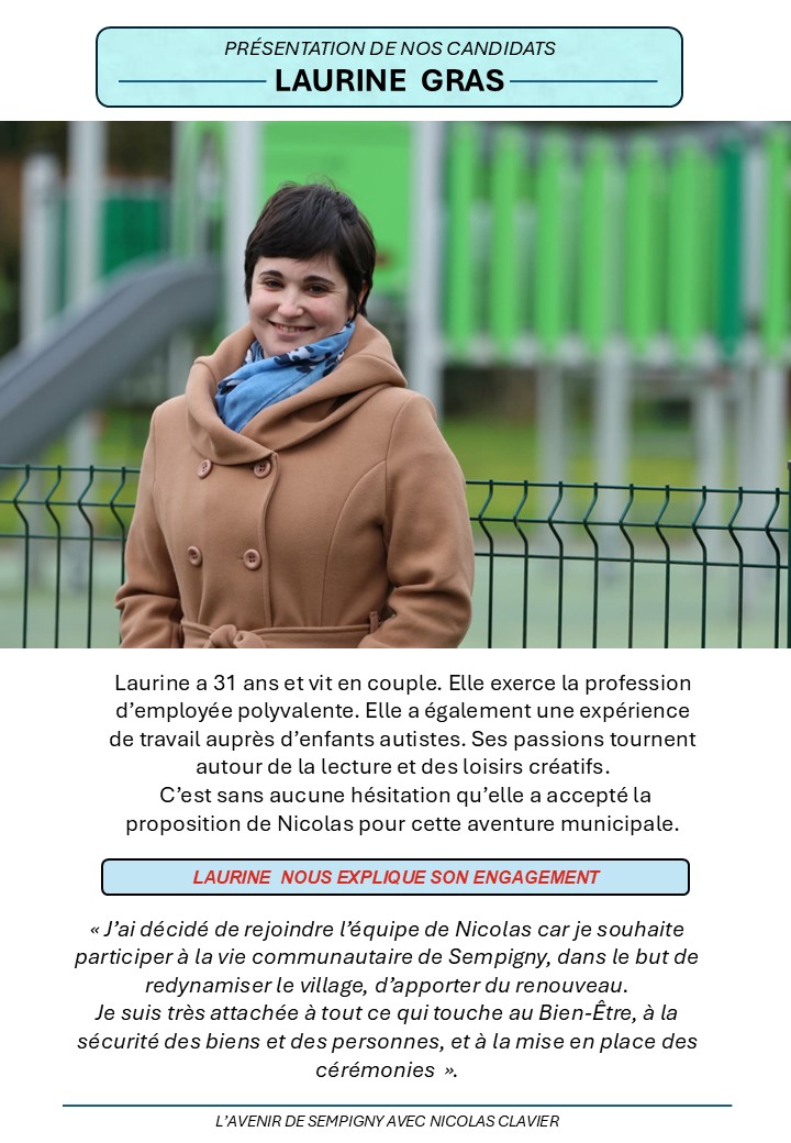 PRÉSENTATION DE LAURINE,  NOTRE COLISTIÈRE !