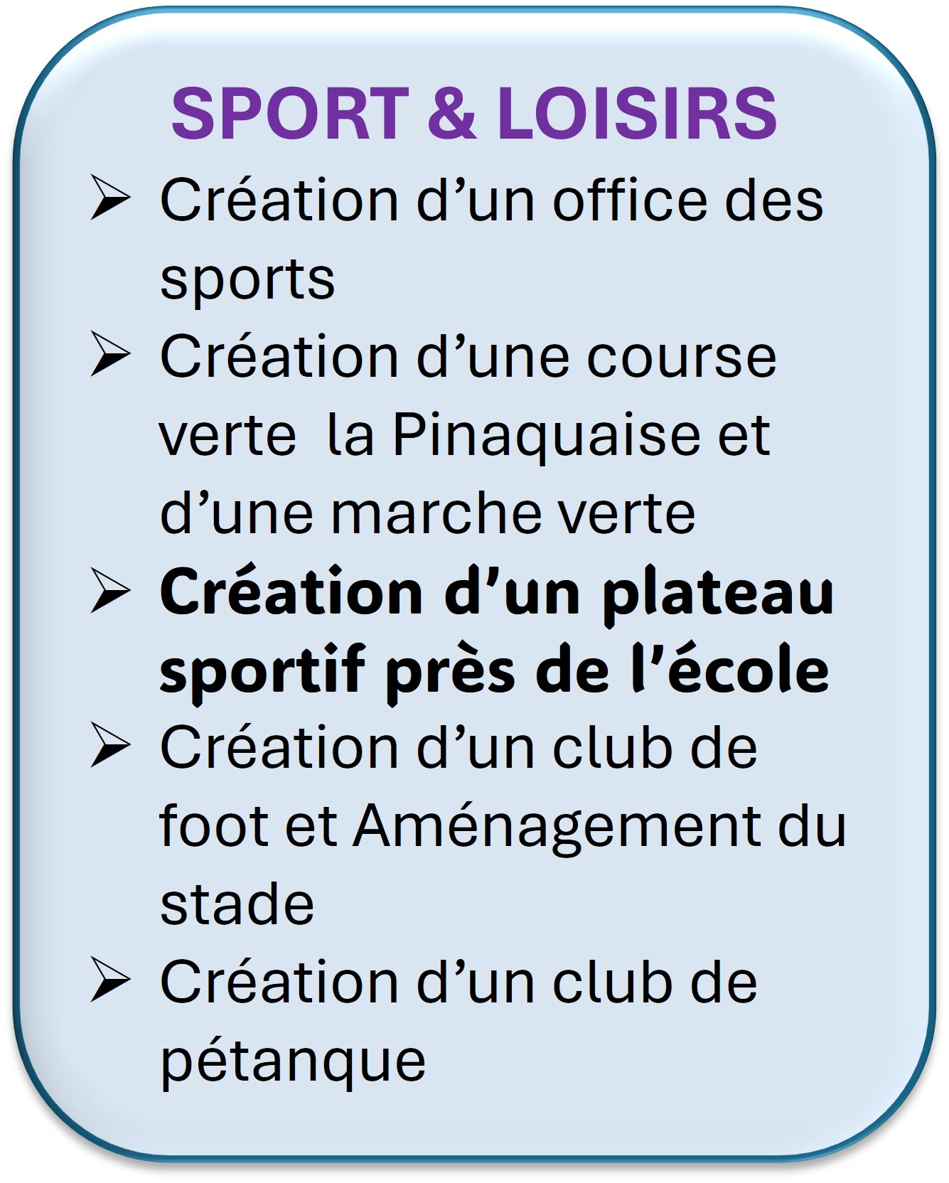 NOTRE PROGRAMME "SPORT & LOISIRS"