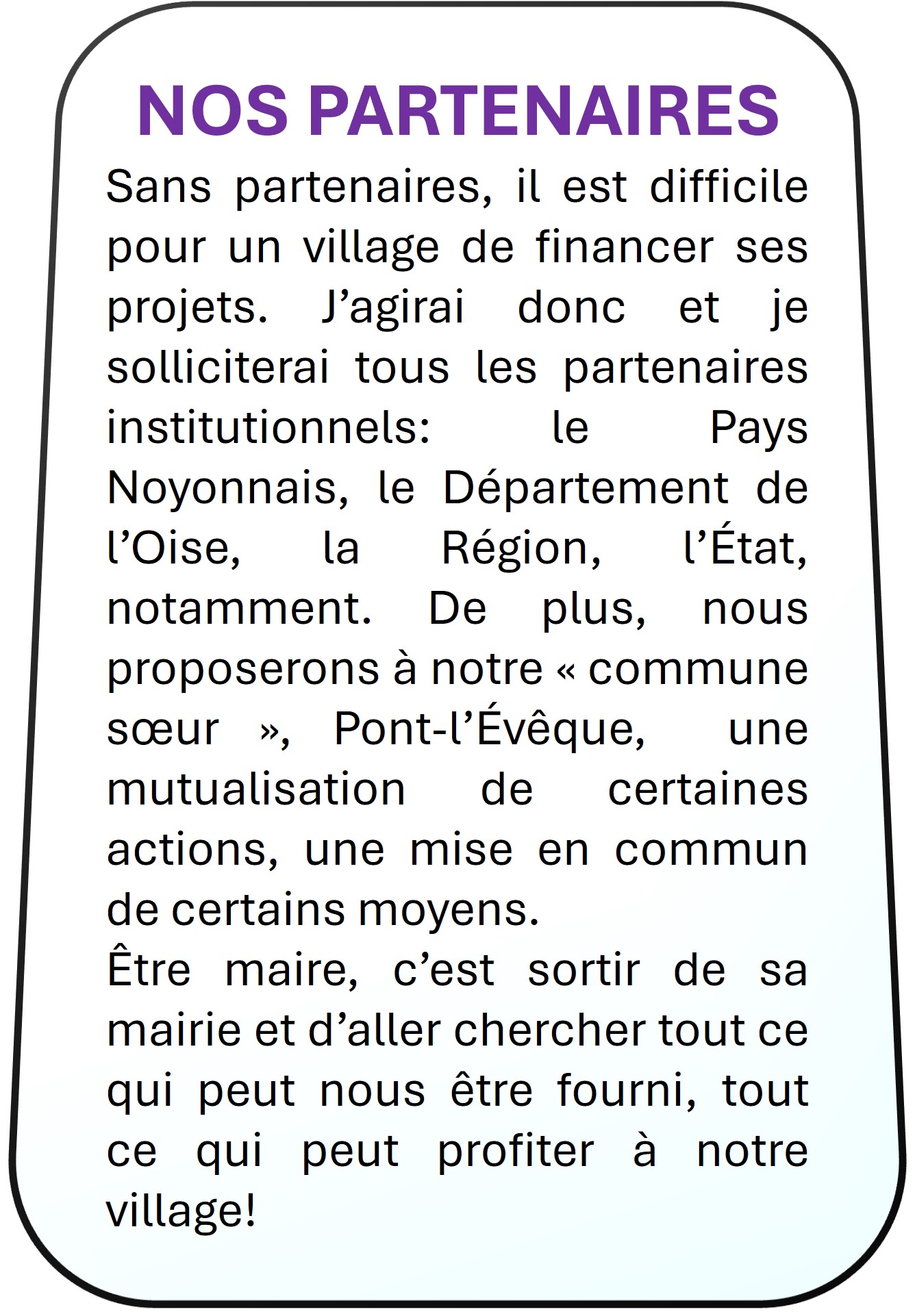 NOTRE PROGRAMME POUR UNE GESTION MUNICIPALE MODERNE