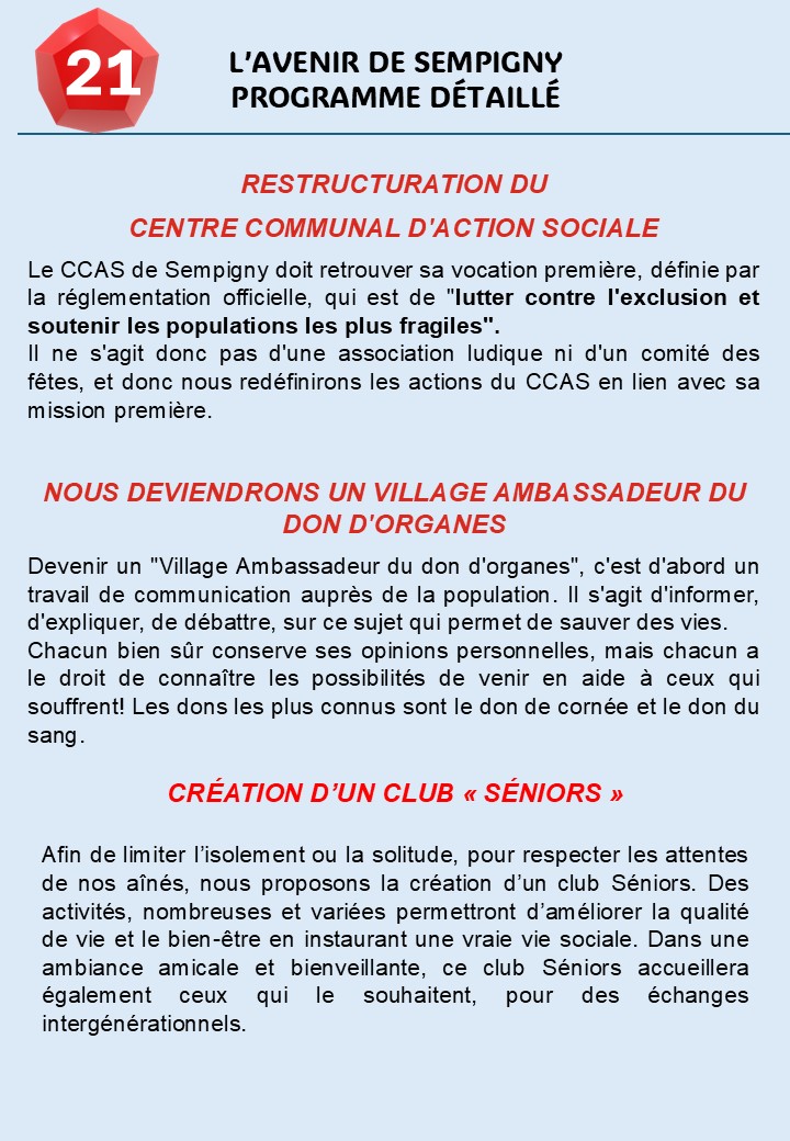  NOTRE PROGRAMME DÉTAILLÉ EN FICHES: LE SOCIAL 
