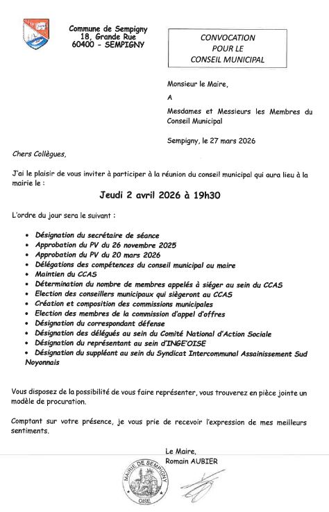 CONSEIL MUNICIPAL DU 2 AVRIL 2026
