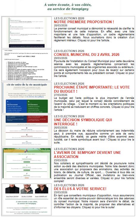 LA NEWSLETTER DE VOS ÉLUS !